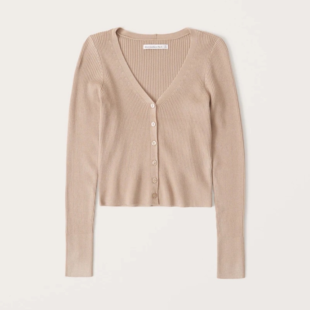 Abercrombie & Fitch Ribbed V-Neck Cardigan and Square Neck Tank Set.